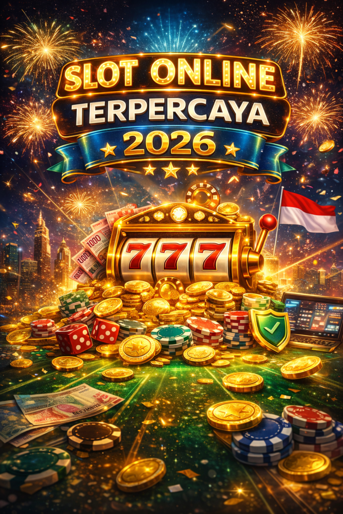Ilustrasi slot online terpercaya 2026 dengan mesin slot 777 dan bonus terbesar di Indonesia